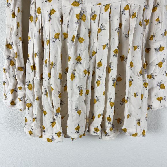 Free People Tegan Dress Womens 0 Ivory Floral Print Mini 3/4 Sleeve Boho Fairy - Picture 13 of 13